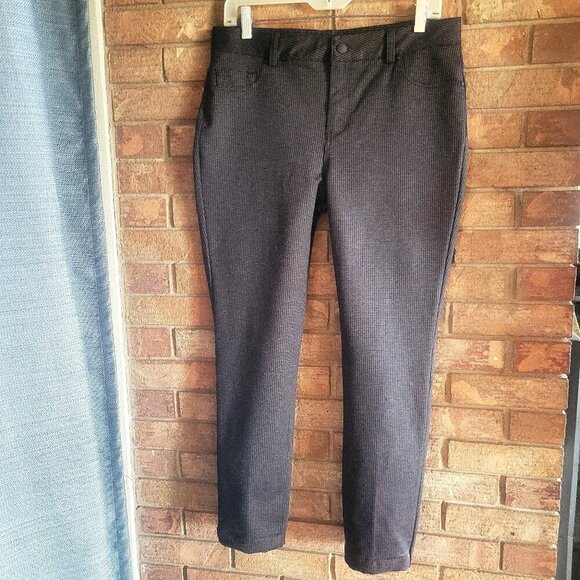 Dkny Pants - DKNY Women's Houndstooth Ponte Stretch Ankle 5-Pocket Pants - Tapered Leg Size M